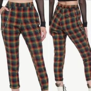Hot Topic Rainbow Plaid Ankle Pants